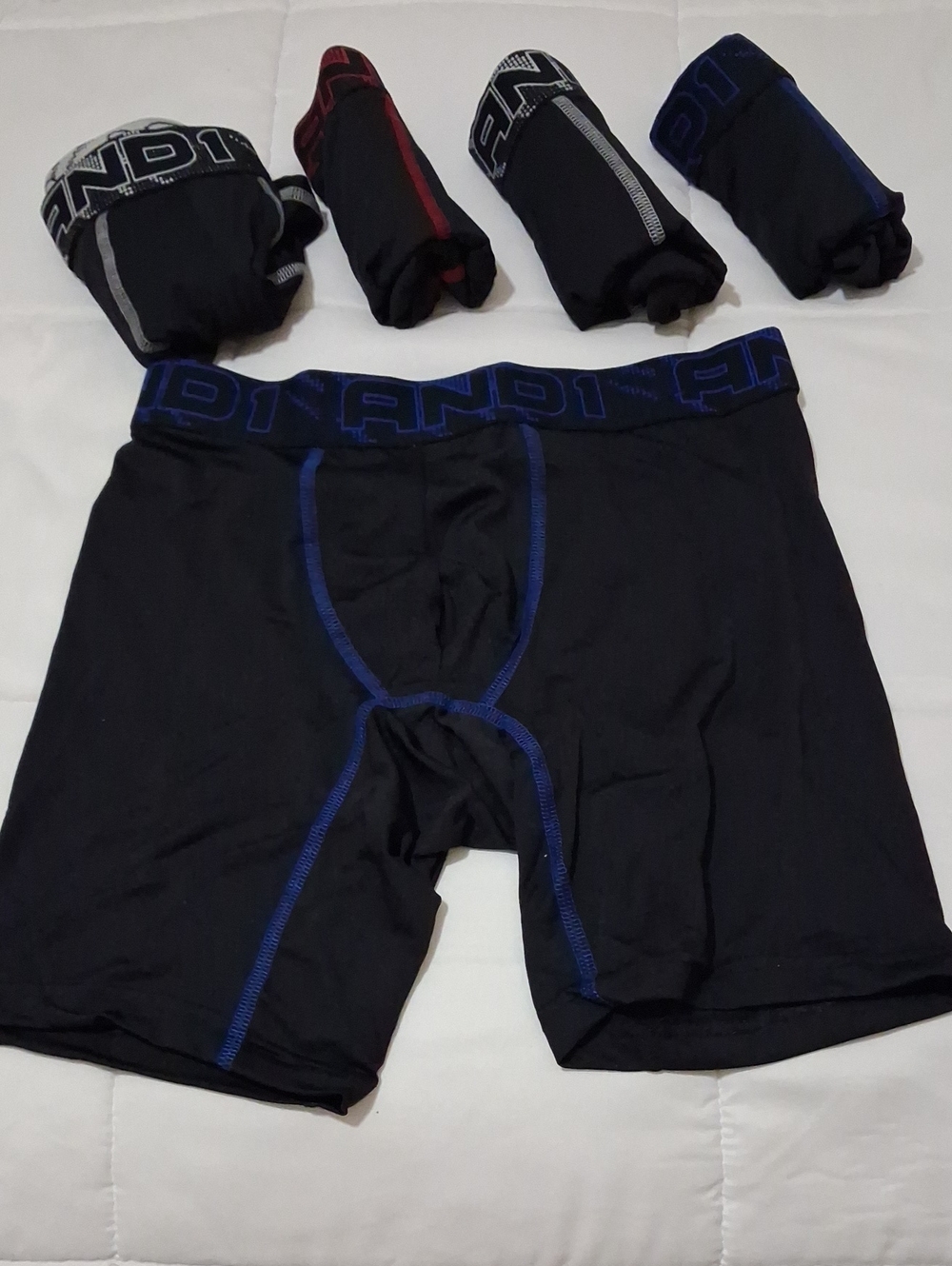 5 Pairs ANDI Men's Black Boxer Briefs with Blue Trim -Assorted Colors Sz Small